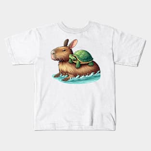 Capybara With Turtle Kids T-Shirt